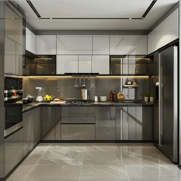 TỦ BẾP CÁNH KÍNH BK 02