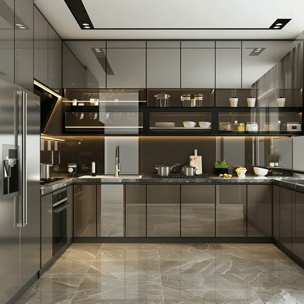 TỦ BẾP CÁNH KÍNH BK 02