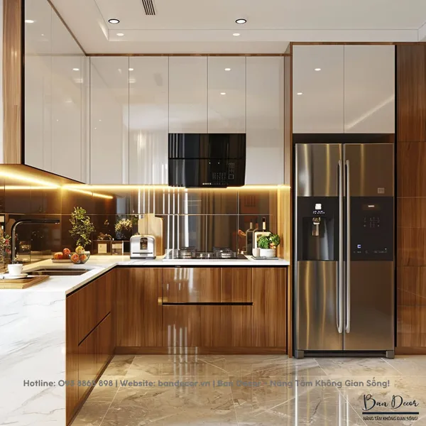 THI CÔNG TỦ BẾP ACRYLIC BÓNG GƯỚNG TC 05 