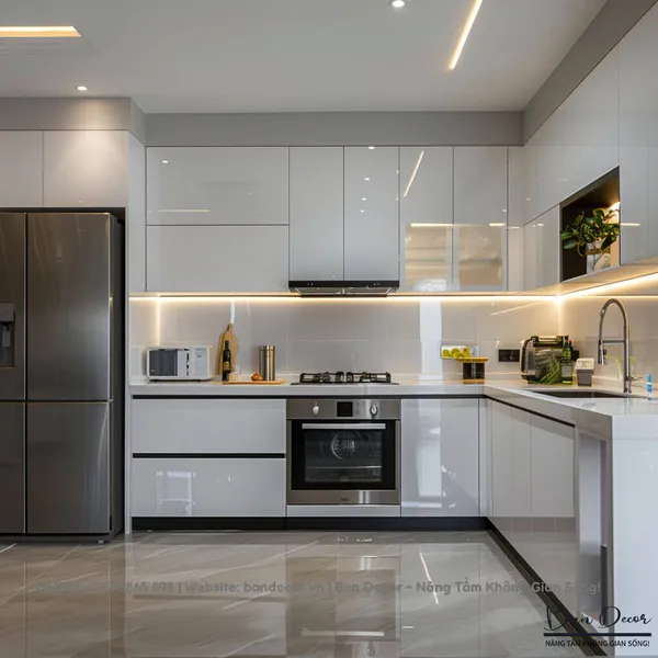 TỦ BẾP ACRYLIC XÁM AC 49