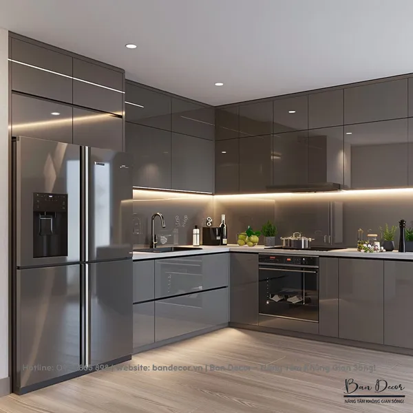 TỦ BẾP ACRYLIC XÁM AC 49