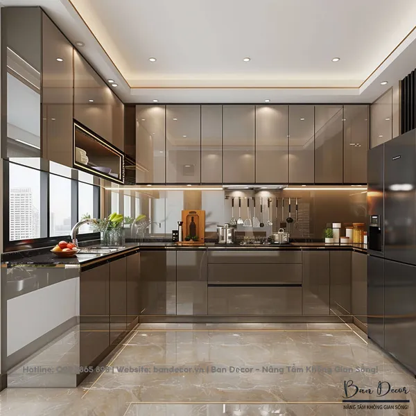 TỦ BẾP CÁNH KÍNH BK 10