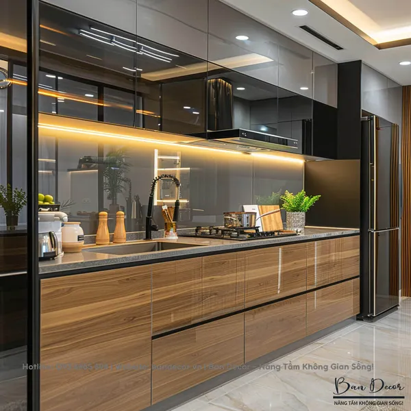 TỦ BẾP CÁNH KÍNH BK 05