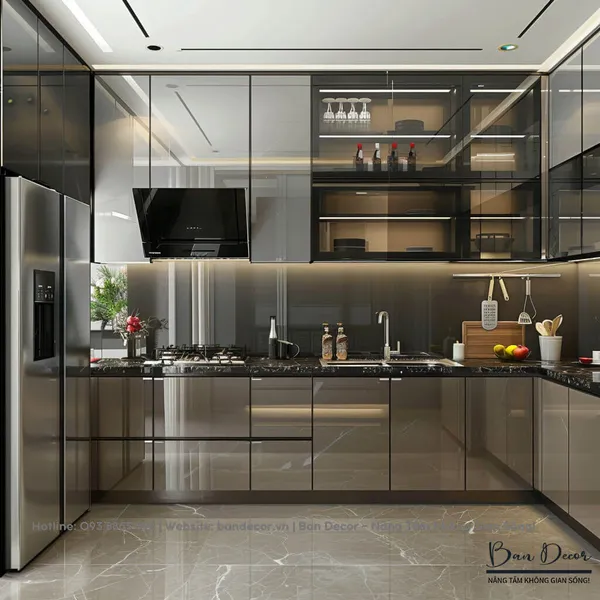 TỦ BẾP CÁNH KÍNH BK 10