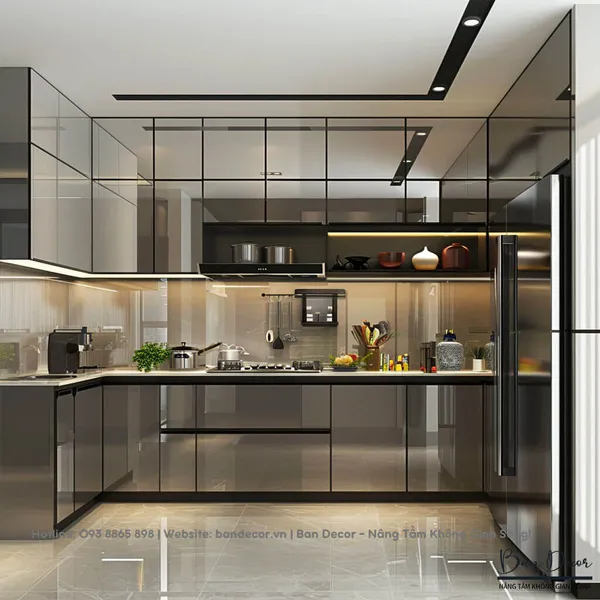 TỦ BẾP CÁNH KÍNH BK 10