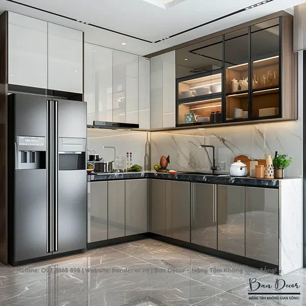 TỦ BẾP CÁNH KÍNH BK 10