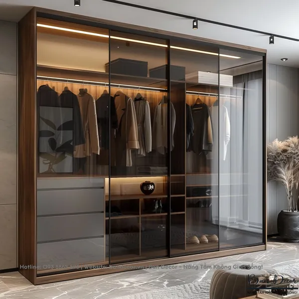 TỦ QUẦN ÁO CÁNH KÍNH LÙA KL 03