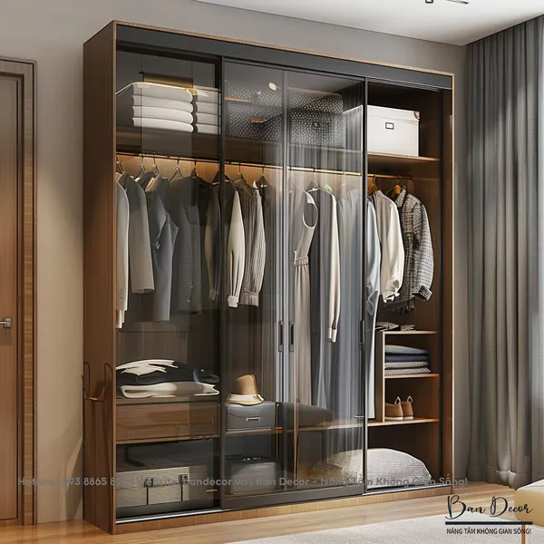 TỦ QUẦN ÁO CÁNH KÍNH LÙA KL 08