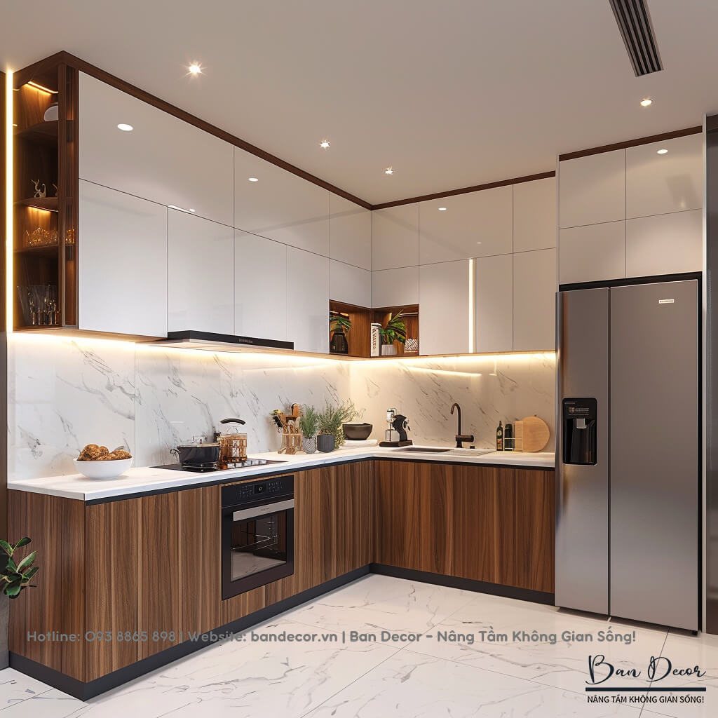 Tủ bếp gỗ công nghiệp