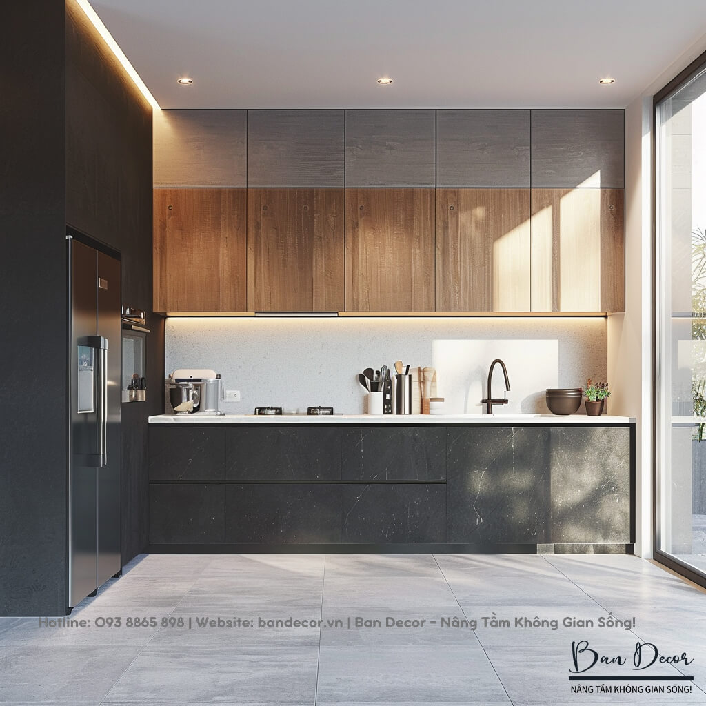 Tủ bếp gỗ công nghiệp