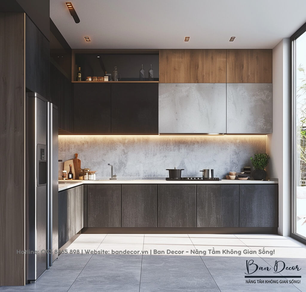 Tủ bếp gỗ công nghiệp