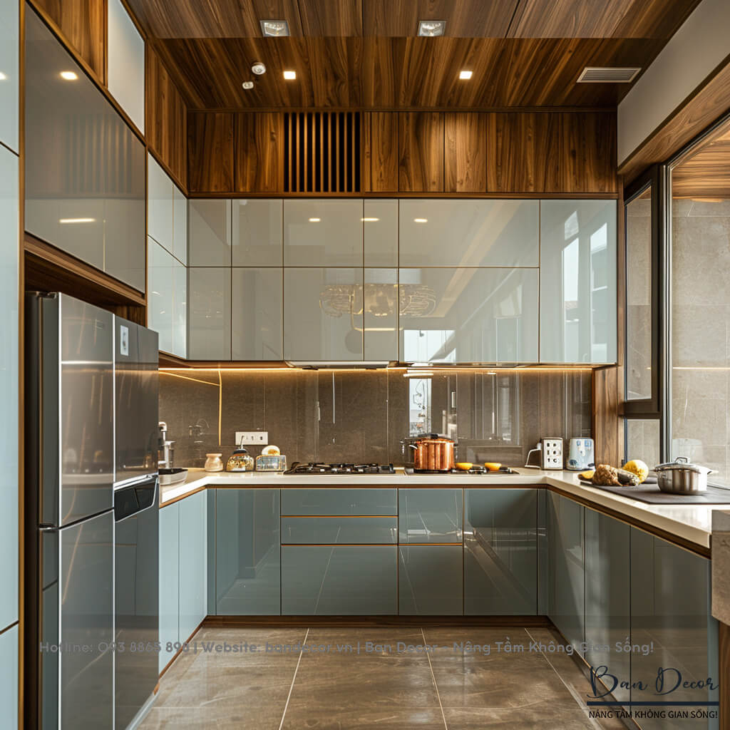 Tủ bếp gỗ công nghiệp