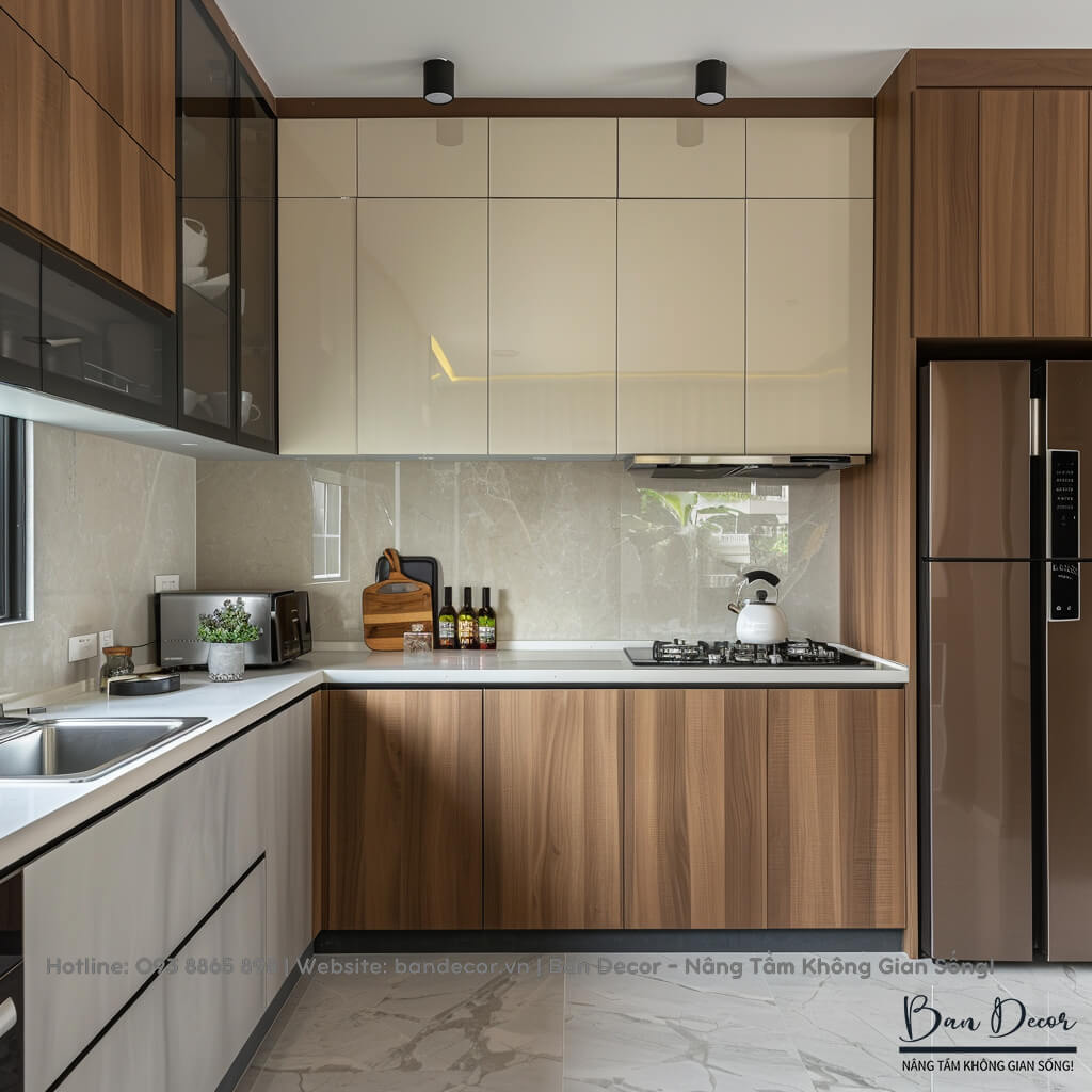 Tủ bếp gỗ công nghiệp