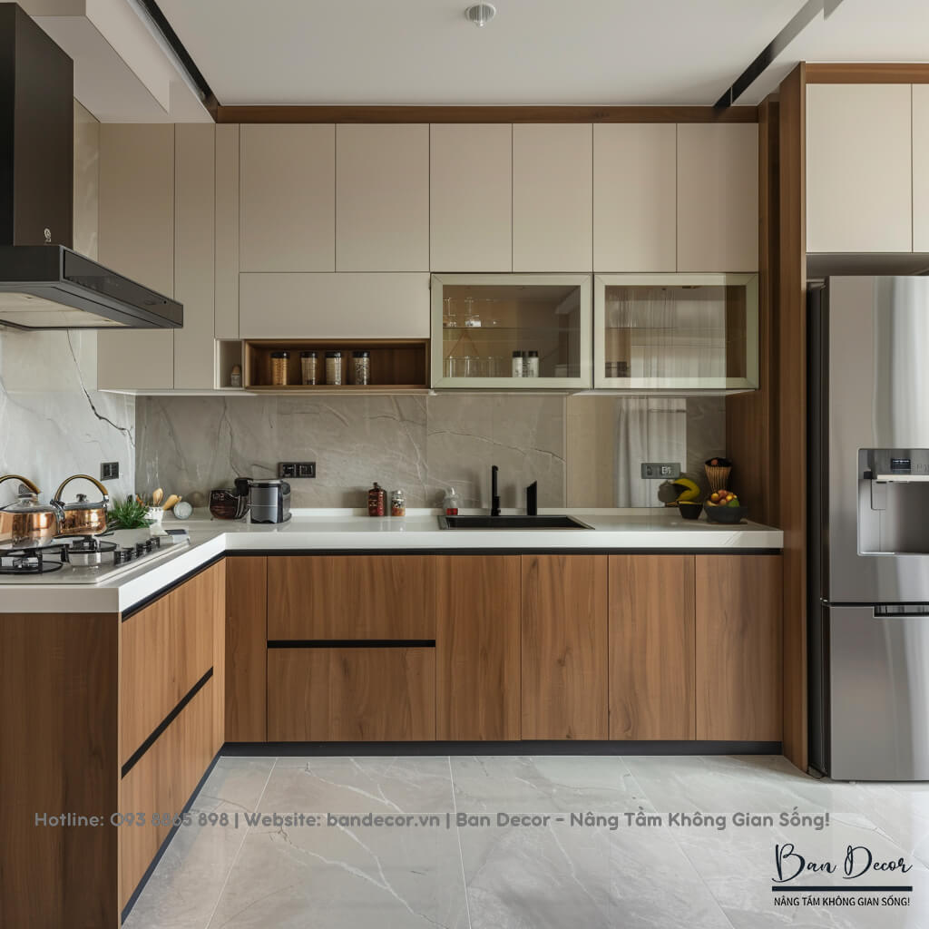 Tủ bếp gỗ công nghiệp