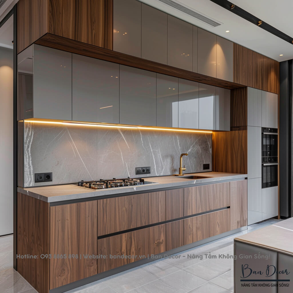 Tủ bếp gỗ công nghiệp