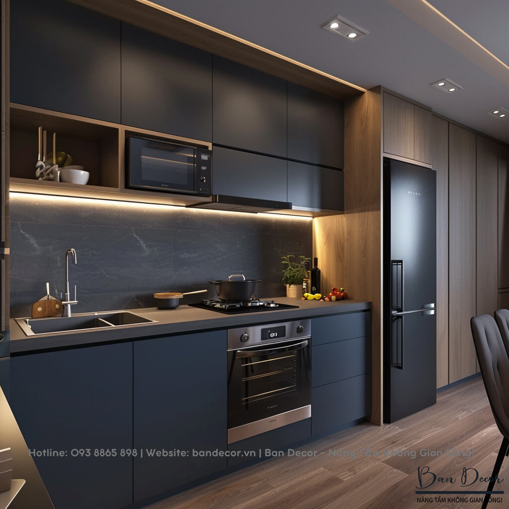 Tủ bếp gỗ công nghiệp