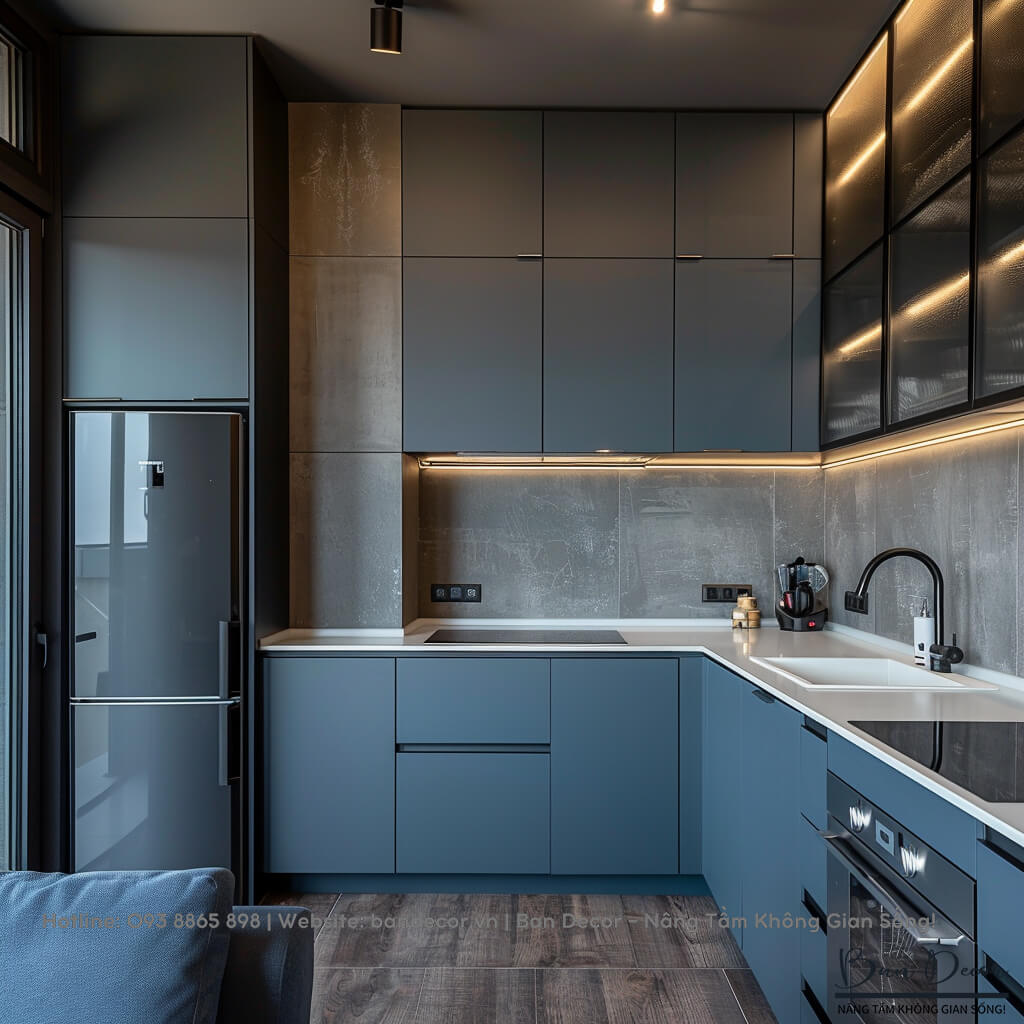 Tủ bếp gỗ công nghiệp