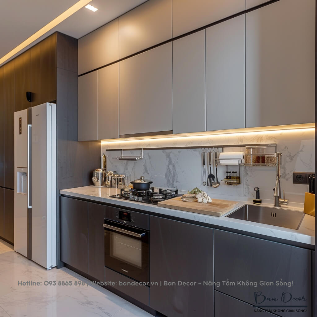 Tủ bếp gỗ công nghiệp