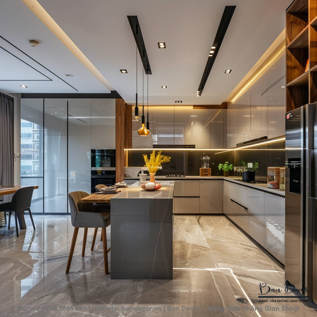 Tủ bếp gỗ công nghiệp