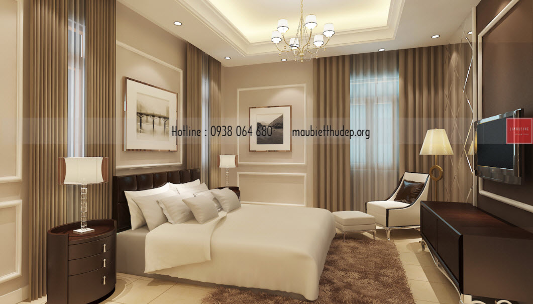 Nội thất phòng ngủ master ngôi biệt thự đẹp - Bến Tre