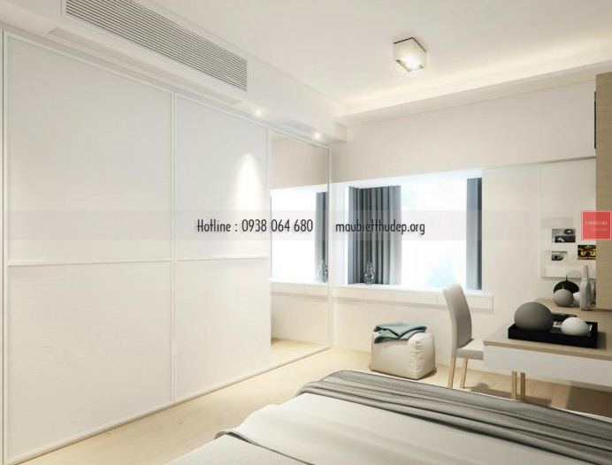 phòng ngủ đơn được thiết kế với tông trắng xám hiện đại phòng ngủ đơn được thiết kế với tông trắng xám hiện đại