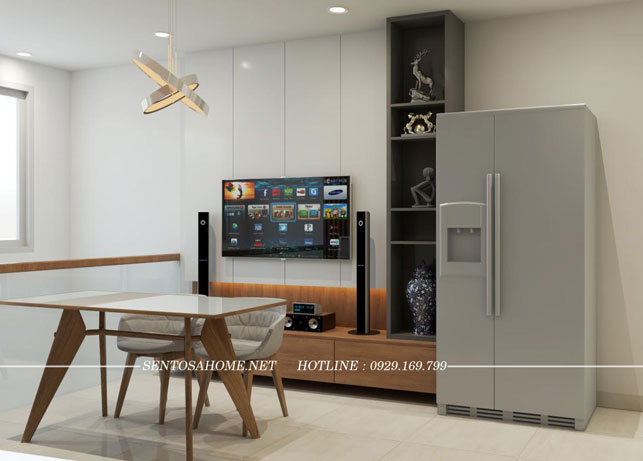 Phòng Khách  kết hợp với Bếp - Thiết kế thi công nội thất cải tạo nhà phố quận Tân Bình