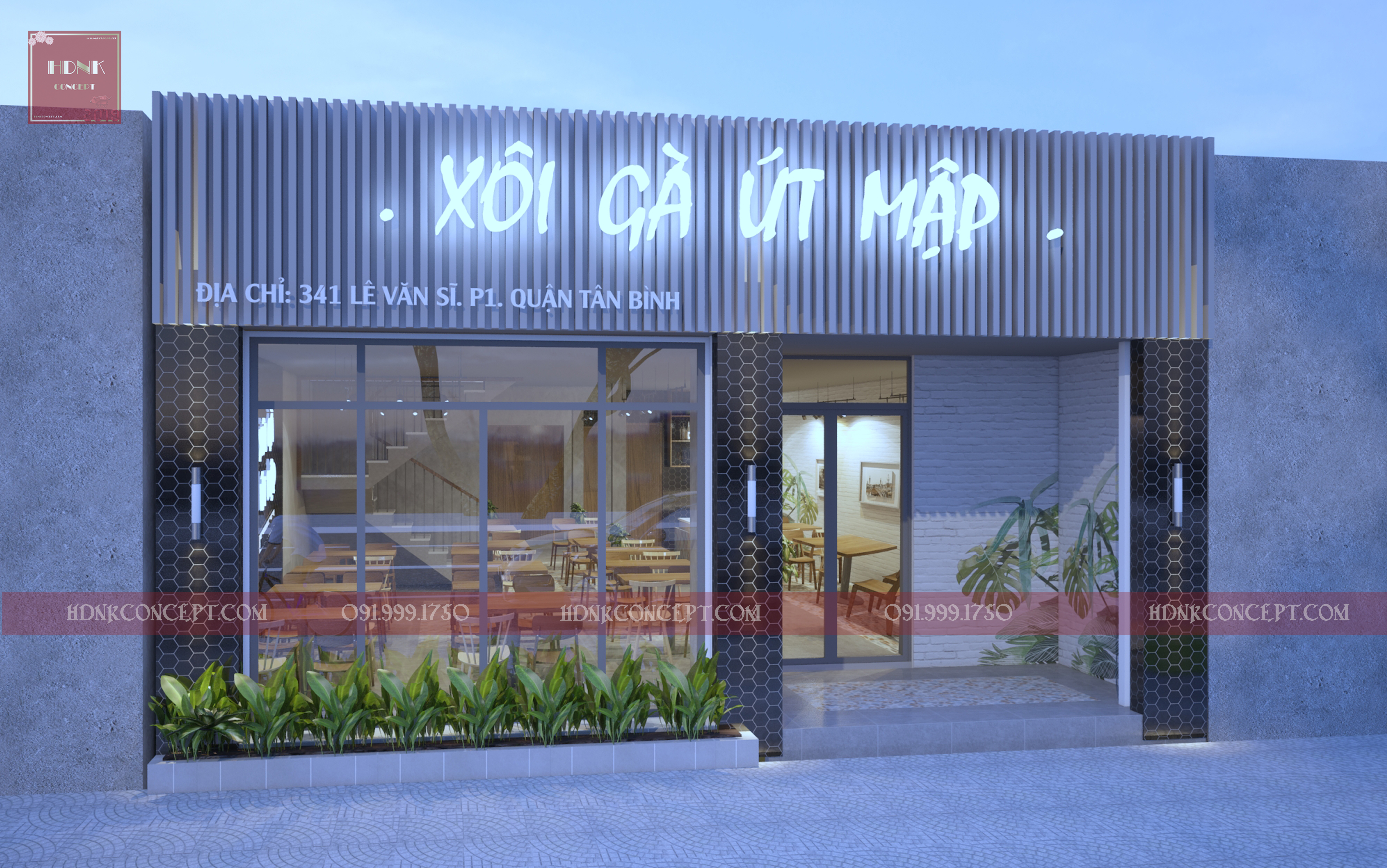 Thiết kế thi công nội thất quán xôi gà út mập - Mặt tiền