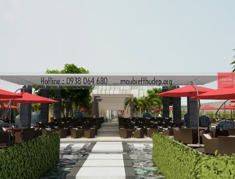 Lối vào chính giữa giậc cấp với hồ nước chính giữa tạo điểm nhất cho công trình. Hàng cột với mái đón phía chính giữa như chào đón khách vô. Lối vào chính giữa giậc cấp với hồ nước chính giữa tạo điểm nhất cho công trình. Hàng cột với mái đón phía chính giữa như chào đón khách vô.