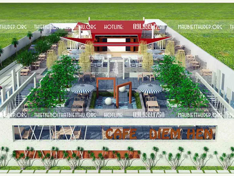 Thiết kế nội thất quán cafe sân vườn