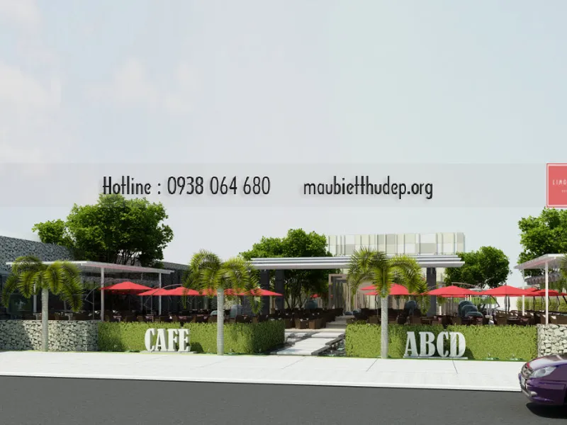 Thiết kế quán cafe đẹp có sân vườn thác nước hiện đại  tại An Giang