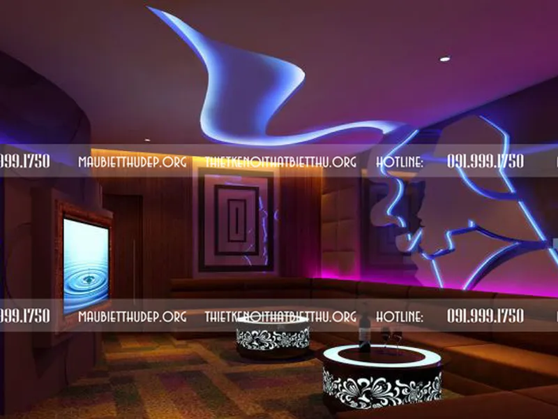 Thiết kế quán + nhà hàng có phòng Karaoke đẹp theo phong cách lãng mạng đơn giản tại  Long An