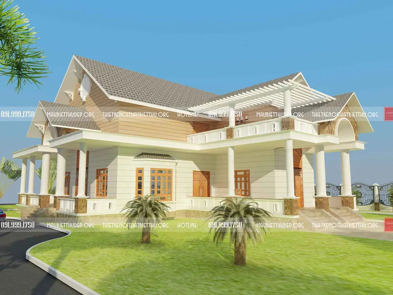 Thiết kế thi công biệt thự vườn đẹp 1 tầng- 1 trệt 1 lầu - kiến trúc cổ điển Pháp mái Thái tại Thành phố Đà Lạt