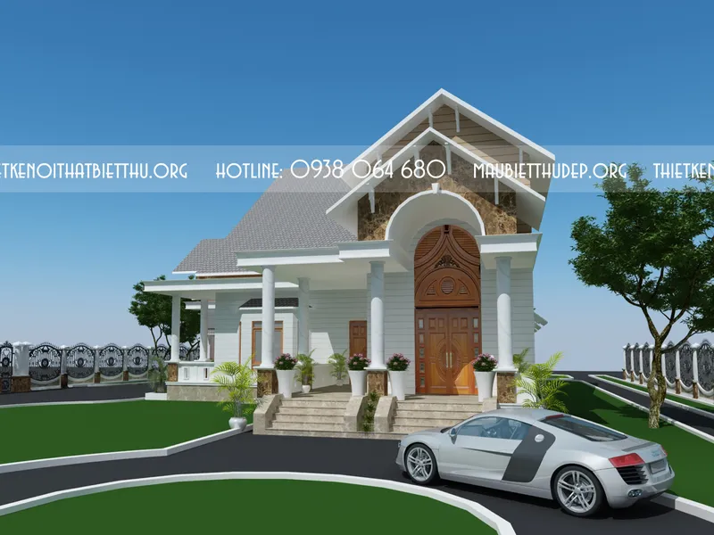 Tư vấn thiết kế nhà cấp 4 đẹp - thiết nhà cấp 4 đẹp - mẫu nhà biệt thự mini villa mái thái 1 trệt 1 lầu ở tỉnh lẻ - nông thôn Phan Thiết