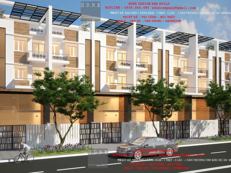 Tư vấn thiết kế nhà phố 1 hầm 1 trệt 1 lửng 2 lầu có sân thượng có bề ngang 6m khu dự án Mimosa House