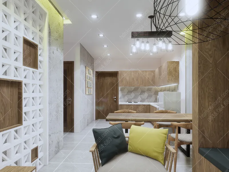 Tư vấn thiết kế thi công nội thất căn hộ chung cư Novaland - 2 phòng ngủ - Wilton - Quận BÌnh Thạnh