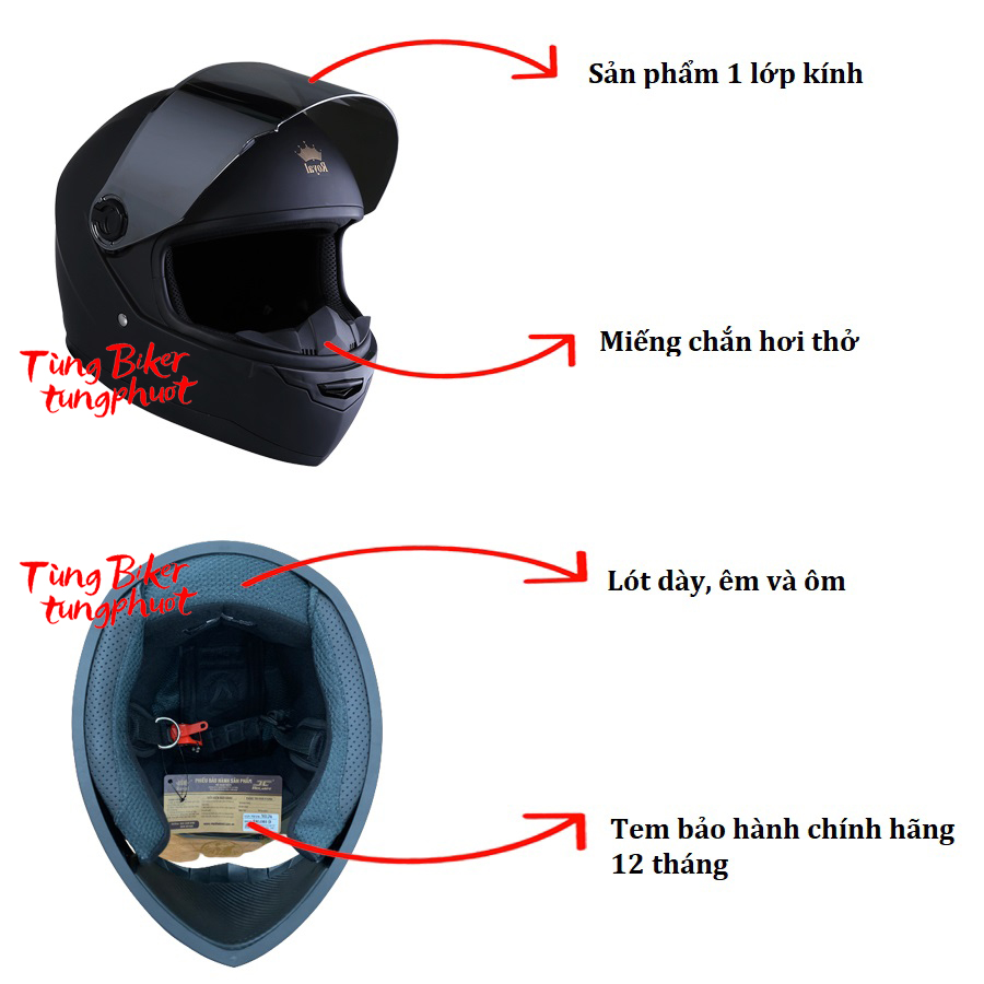 Mũ Bảo Hiểm Full face Royal M136 Mũ Bảo Hiểm Full face Royal M136