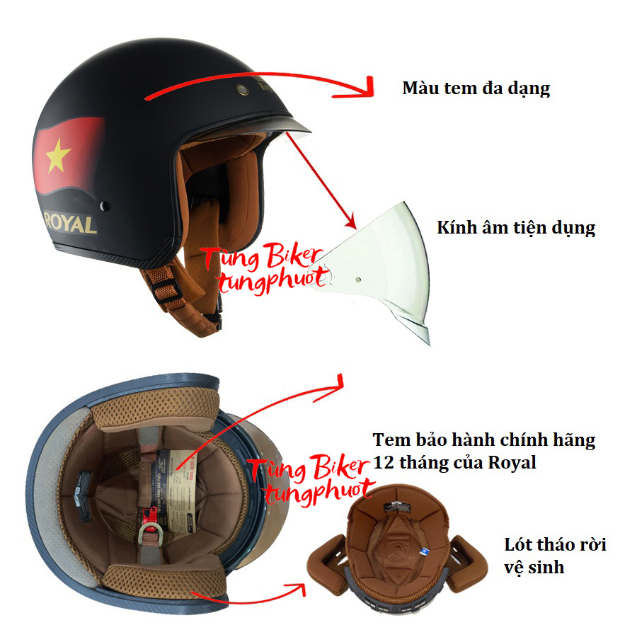 Mũ Bảo Hiểm Royal M139 Kính Râm Mẫu Tem Trơn Siêu Đẹp Mũ Bảo Hiểm Royal M139 Kính Râm Mẫu Tem Trơn Siêu Đẹp