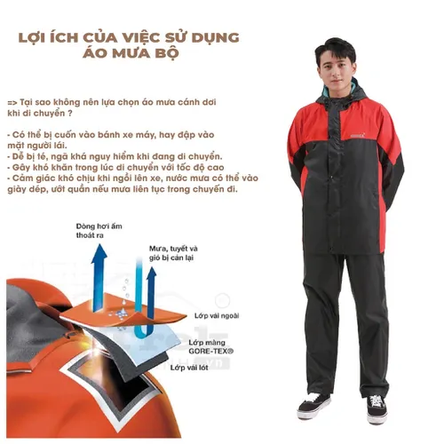Áo Mưa Bộ Thời Trang Cao Cấp, Bộ Quần Áo Mưa Tiến Linh Giữ Nhiệt, Chống Nước