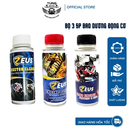 Bộ Sản Phẩm Súc Động Cơ Làm Sạch Máy, Vệ Sinh Buồng Đốt, Kim Phun, Phụ Gia Nhớt Zeus