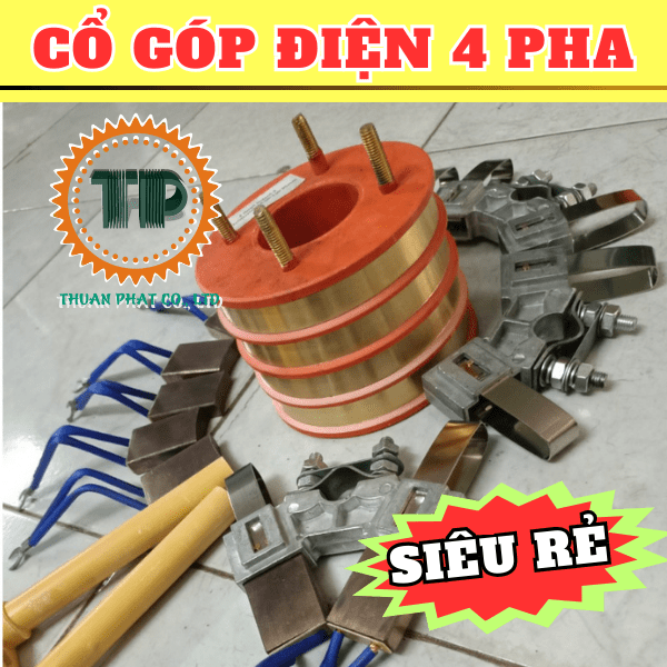 Cổ góp điện 4 pha có trục đường kính 56mm và vành lõm Cổ góp điện 4 pha có trục đường kính 56mm và vành lõm