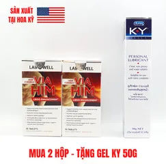 COMBO 2 HỘP - Viên Uống Hỗ Trợ Sinh Lý Nam Via Him Lab Well, Nhập Khẩu Mỹ, Hộp 30 Viên