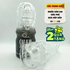 Cốc thủ dâm trong suốt siêu bền, tặng gel bôi trơn và vòng ku