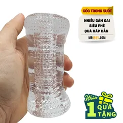 Cốc thủ dâm trong suốt 2 đầu. Tặng gel bôi trơn.