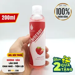 GEL BÔI TRƠN HƯƠNG DÂU 200ML - TẶNG BCS 12 CÁI