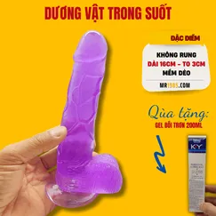 Dương vật trong suốt dài 16cm. Tặng gel KY