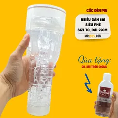 Âm đạo giả đèn pin trong suốt cao cấp. Tặng gel bôi trơn 200ml
