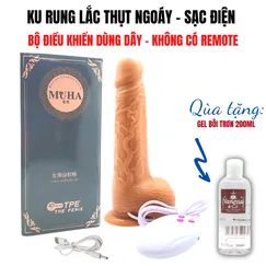 Dương vật Rung Lắc Thụt Ngoáy 18cm (không có remote) - Tặng gel 200ml