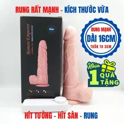 Dương vật hít tường RUNG - dài 16CM - Tặng gel KY 50k
