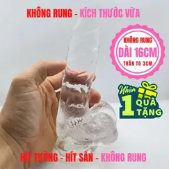 Dương vật dài 16cm  hít tường trong suốt. Tặng gel KY