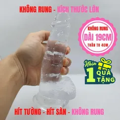 Dương vật dài 19cm hít tường trong suốt. Tặng gel KY